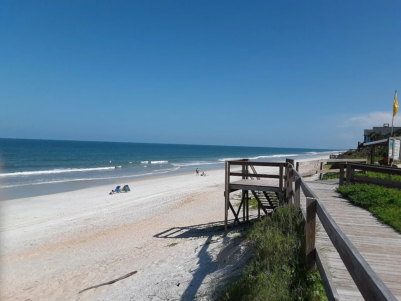 Wooden beach access overlooking the sand and Atlantic Ocean in Ponte Vedra Beach, Florida